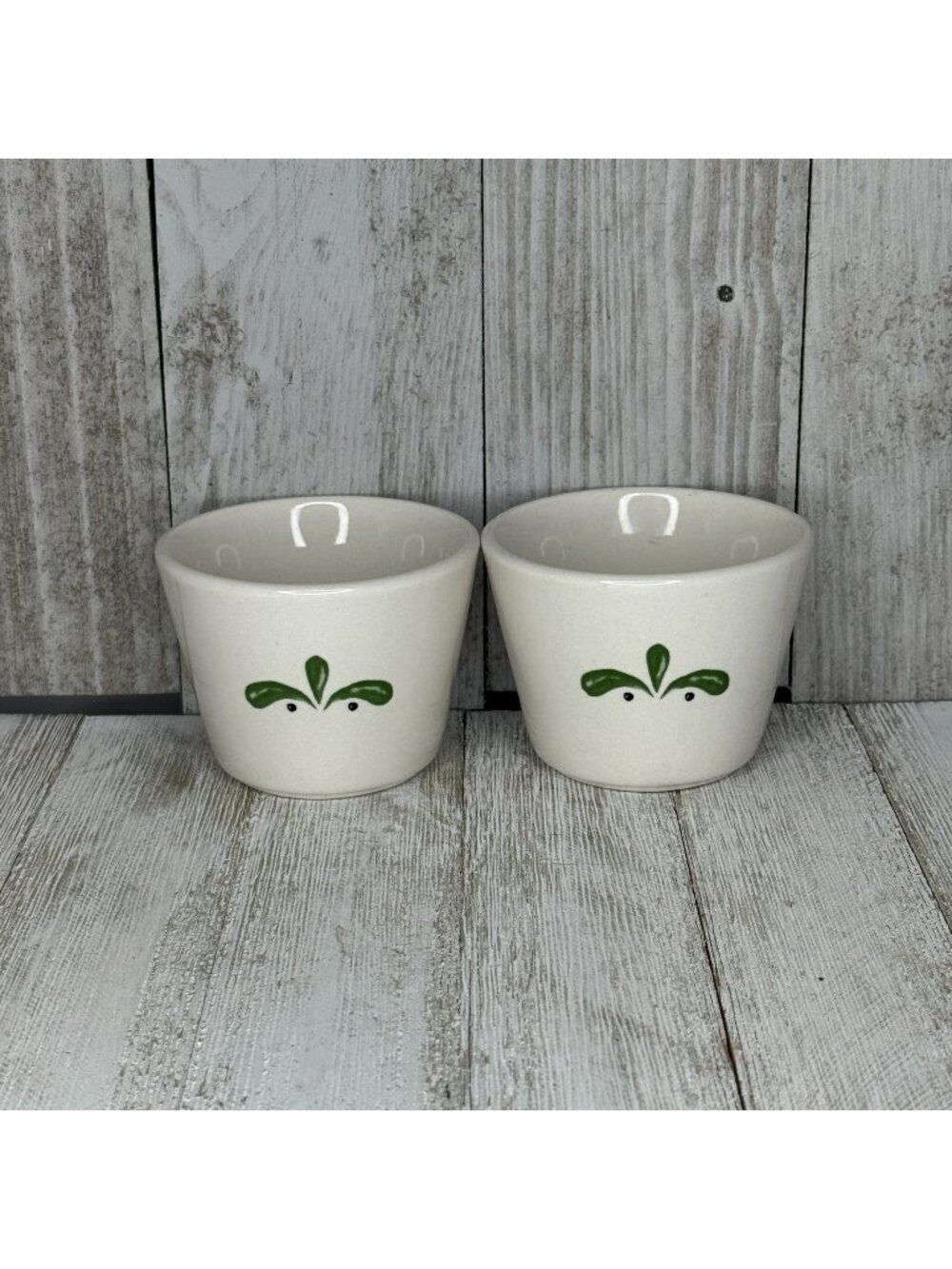 2 Vintage Toscana Restaurant Ware Custard Cups / Sugar-Caddy Bowls With a Green